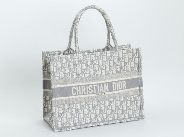 未使用 展示品 クリスチャン ディオール Christian Dior オブリーク ブック トート ミディアム バッグ キャンバス グレー VLP 90202562